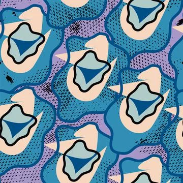 Seamless abstract unusual pattern with hand drawn unique shapes Stock Illustration