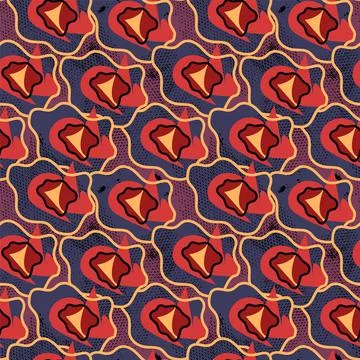 Seamless abstract unusual pattern with hand drawn unique shapes Stock Illustration