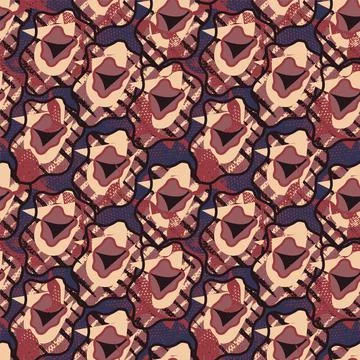 Seamless abstract unusual pattern with hand drawn unique shapes Stock Illustration