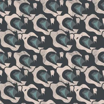 Seamless abstract unusual pattern with hand drawn unique shapes Stock Illustration