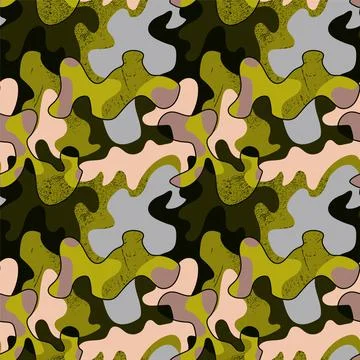 Seamless abstract urban pattern with chaotic wave shapes and grunge lines Stock Illustration