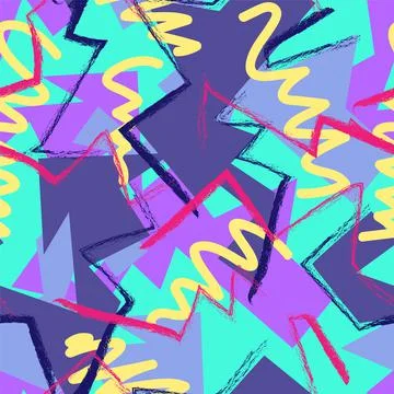 Seamless abstract urban pattern with curved geometry elements and wave grunge li イラスト素材