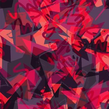 Seamless abstract urban pattern with curved geometry elements and wave grunge li Illustrazione stock