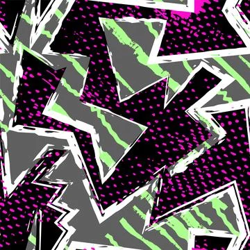 Seamless abstract urban pattern with curved geometry elementsand grunge curved l Stock Illustration