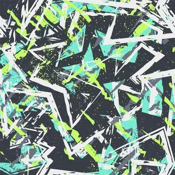 Seamless abstract urban pattern with curved geometry elementsand grunge curved l Stock Illustration