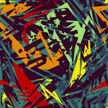 Seamless abstract urban pattern with curved elemnts and grunge spots Stock-Illustration