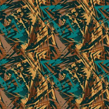 Seamless abstract urban pattern with curved elemnts and grunge spots Stock Illustration