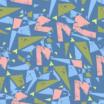 Seamless abstract urban pattern with grunge spots and geometry triangle curved e Stock Illustration