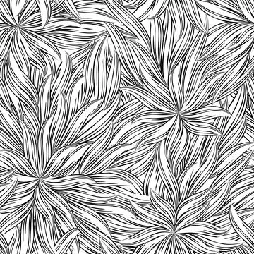 Seamless abstract vector black linear pattern. Seamless vector floral pattern Stock Illustration