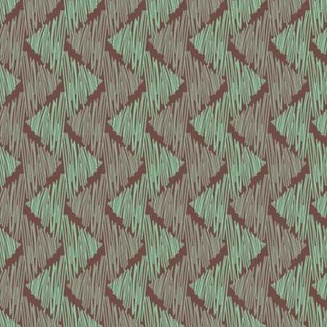 Seamless abstract vector pattern with teal and brown textured chevron Illustrazione stock