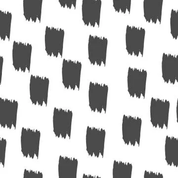 Seamless abstract vector stock pattern. Smears of black paint on a white back Stock Illustration
