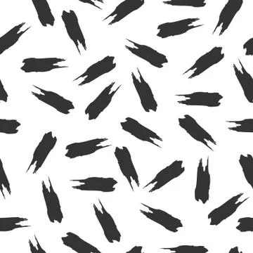 Seamless abstract vector stock pattern. Smears of black paint on a white back Stock Illustration