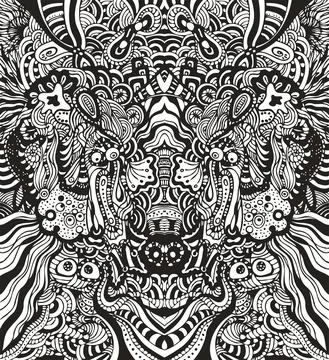 Seamless abstract vector wallpaper, wolf Stock Illustration
