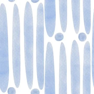 Seamless abstract watercolor pattern with stripes and circles. A geometric pa Illustrazione stock