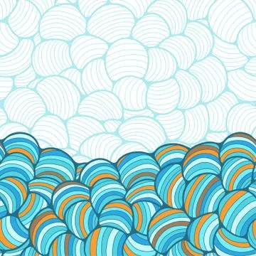 Seamless abstract wave hand-drawn pattern Ilustración de archivo