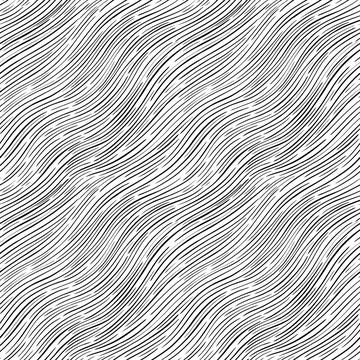 Seamless abstract wave pattern background. Decorative design freehand creative Stock Illustration