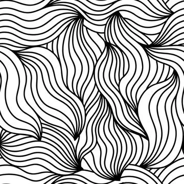 Seamless abstract wave pattern background. Decorative design freehand creative Stock Illustration