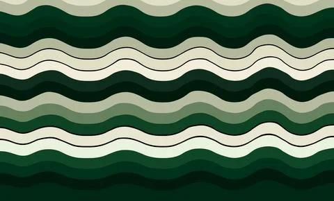Seamless abstract wave pattern in layered green and cream tones Stock Illustration