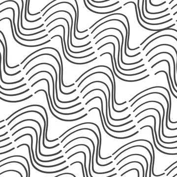 Seamless abstract weavy lines pattern. Hand drawn doodles vector. Waves on wh Stock Illustration