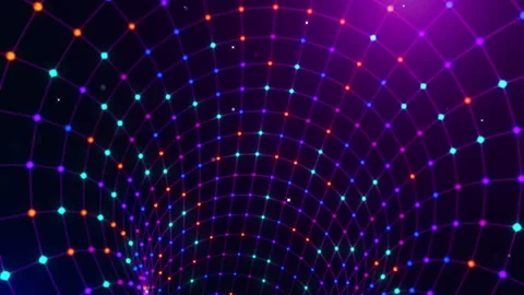Seamless Abstract Wireframe Wormhole Tunnel Animation for Futuristic Technolo Stock Footage 338374994