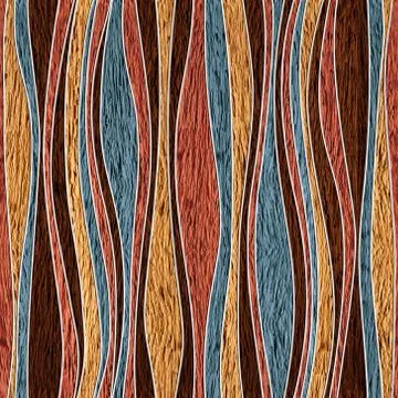Seamless abstract wooden pattern, waves, veneer nut Stock Illustration