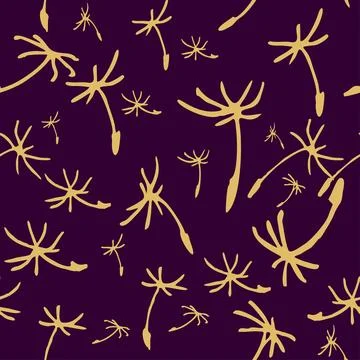 Seamless abstract x pattern of gold silhouettes of dandelion seeds Stock Illustration