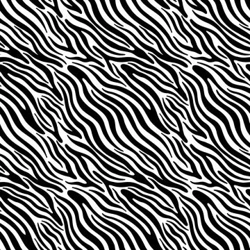 Seamless abstract zebra skin pattern background. Decorative design freehand Stock Illustration