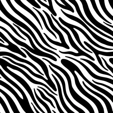 Seamless abstract zebra skin pattern background. Decorative design freehand Stock Illustration