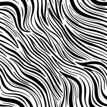 Seamless abstract zebra skin pattern background. Decorative design freehand Stock Illustration
