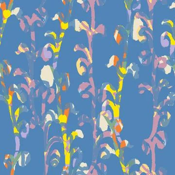 Seamless abstrct flowers pattern on blue background , greeting card or fabric Stock Illustration
