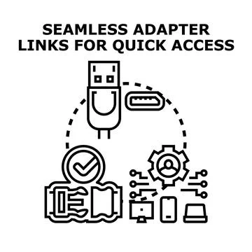 Seamless adapter links for quick access connection Stockillustratie