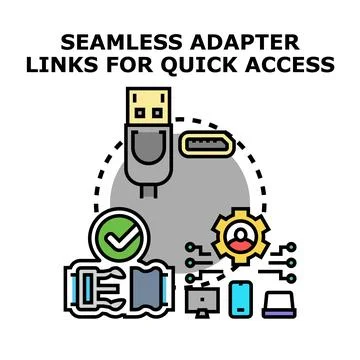 Seamless adapter links for quick access connection Stock Illustration