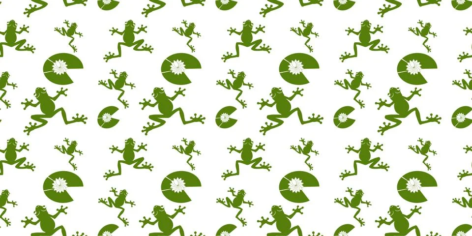Seamless adorable  frog  theme forest animals illustration background wallpap Stock Illustration