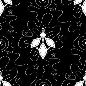 Seamless Aesthetic Pattern with Magical Crystals Stock Illustration
