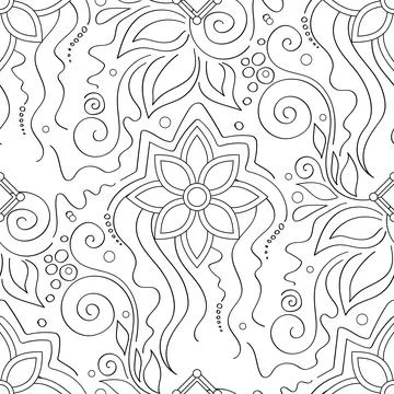 Seamless Aesthetic Pattern with Mystical Cosmic Flowers Stock Illustration