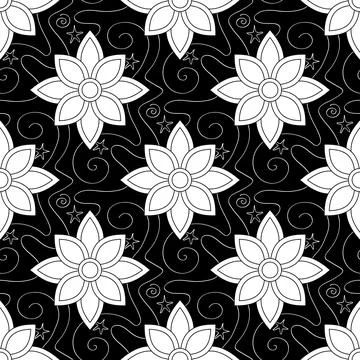 Seamless Aesthetic Pattern with Mystical Cosmic Flowers Stock Illustration
