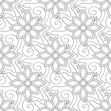 Seamless Aesthetic Pattern with Mystical Cosmic Flowers Stock Illustration