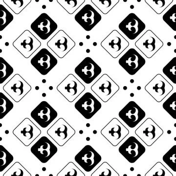 Seamless African Adinkra Pattern - black and white digital art ritual symbols 스톡 일러스트