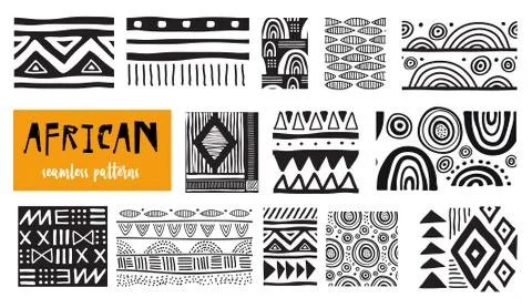 Seamless African modern art patterns. Vector collection 스톡 일러스트