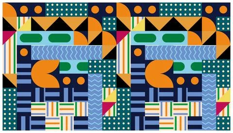 Seamless African pattern with geometric elements in retro memphis style Stock Illustration