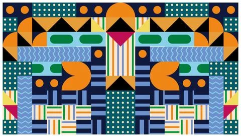 Seamless African pattern with geometric elements in retro memphis style Stock Illustration