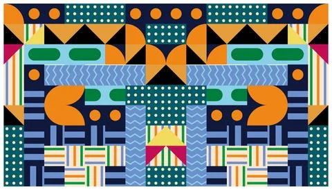 Seamless African pattern with geometric elements in retro memphis style Stock Illustration
