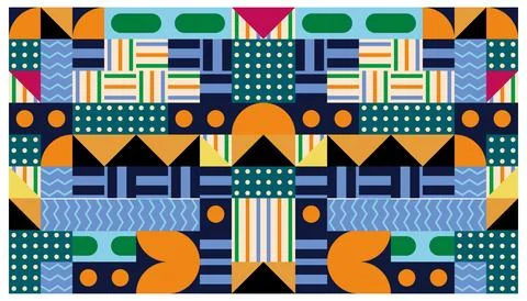Seamless African pattern with geometric elements in retro memphis style 库存插图
