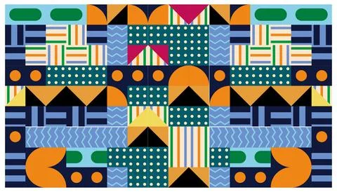 Seamless African pattern with geometric elements in retro memphis style Stock Illustration