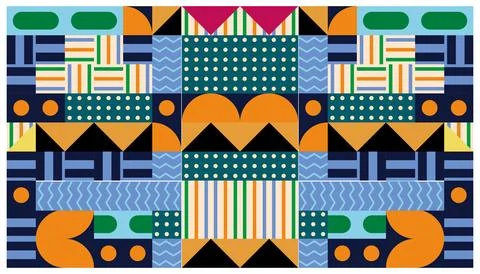Seamless African pattern with geometric elements in retro memphis style Stock Illustration