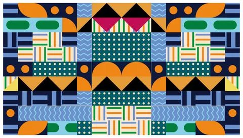 Seamless African pattern with geometric elements in retro memphis Stock Illustration
