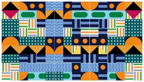Seamless African pattern with geometric elements in retro memphis style Illustrazione stock