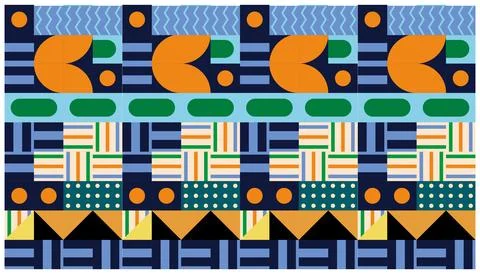 Seamless African pattern with geometric elements in retro memphis style Stock Illustration