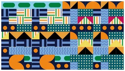 Seamless African pattern with geometric elements in retro memphis style Stock Illustration