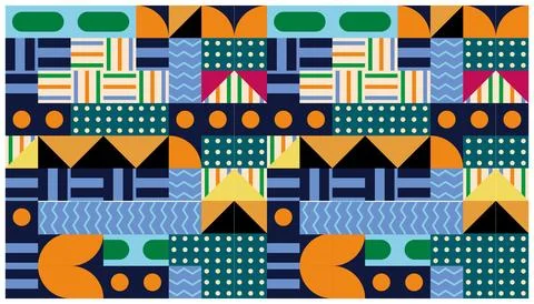 Seamless African pattern with geometric elements in retro memphis style 스톡 일러스트